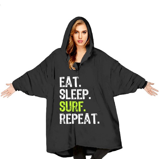 Eat Sleep Surf Repeat Surfing Surfer Funny Cool Blanket Hoodies