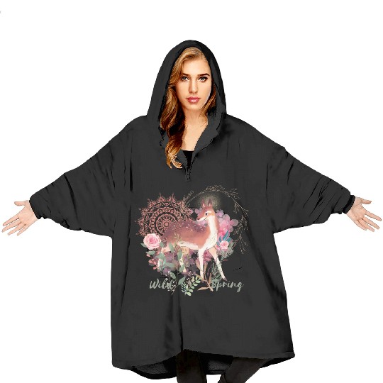Sweet Deer In Wild Spring - 8 Blanket Hoodies