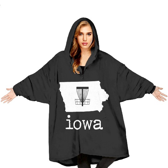 State of Iowa Disc Golf Blanket Hoodies Golfer Golfing