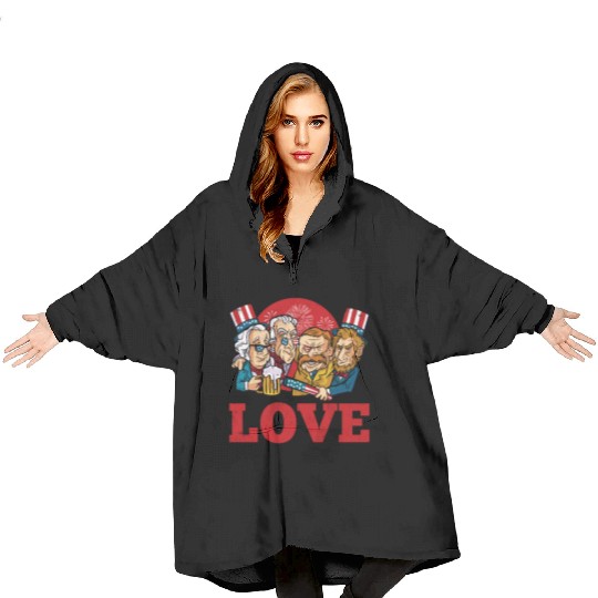 Love America American Presidents USA 4th Of July Blanket Hoodies