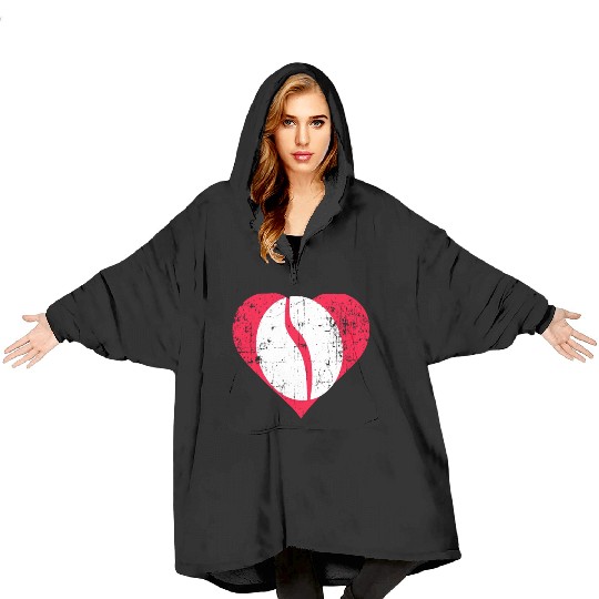 Navy Bean Heart Blanket Hoodies