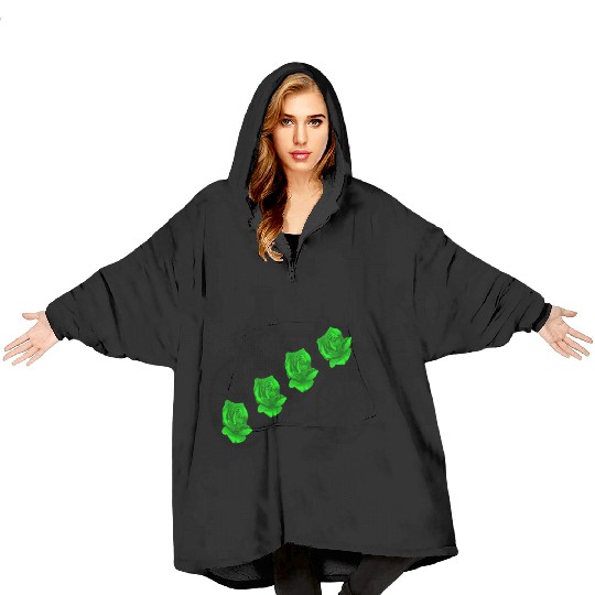 Green roses Steam machine Blanket Hoodies