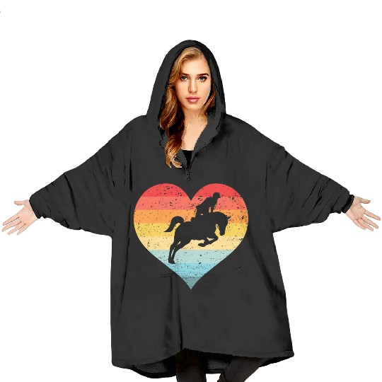 Retro Sunset Horse Lover Rider Equestrian Horseman Blanket Hoodies