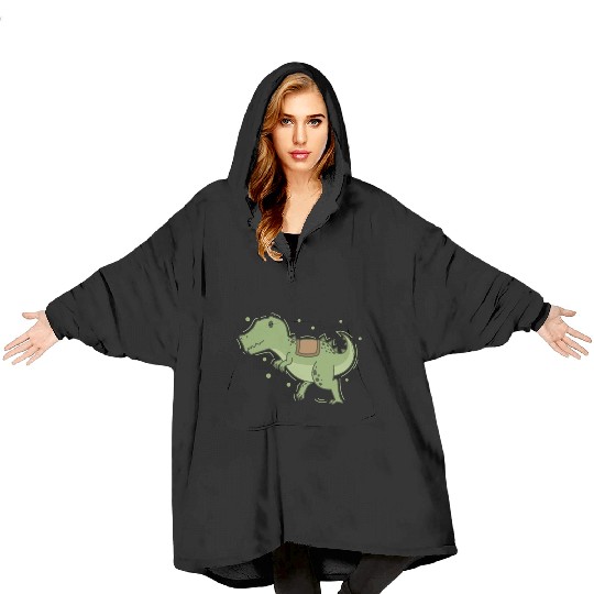 T-Rex Dino with Saddle for riding Reptile Blanket Hoodies