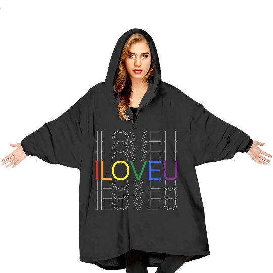 LGBT pride rainbow heart I Love You Blanket Hoodies