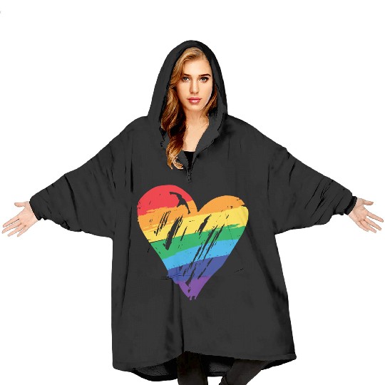 Rainbow Heart - LGBTIQ Gay Pride CSD Queer Blanket Hoodies