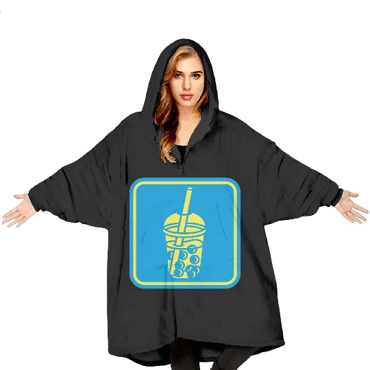 Sign bubble tea button Blanket Hoodies