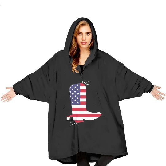 American Flag Cowboy Boot Stars And Stripes Blanket Hoodies