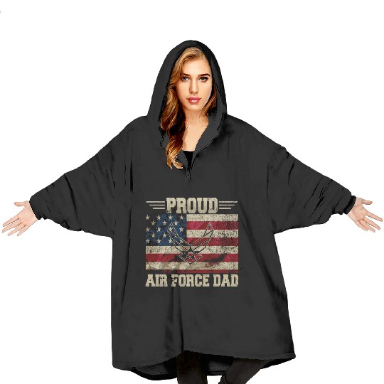 Proud Air Force Dad Veteran Us Flag Blanket Hoodies