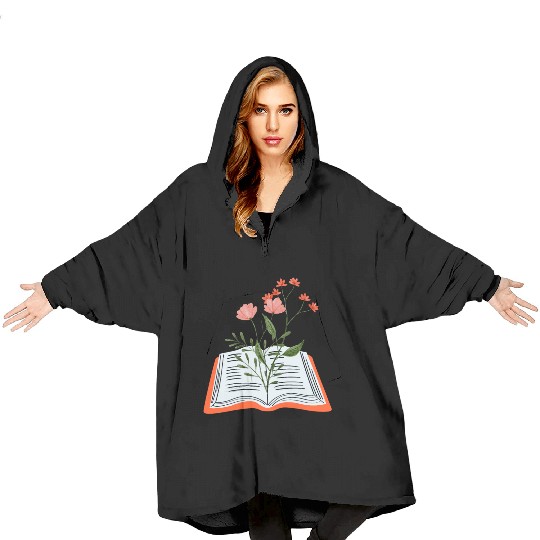 Flowers Growing From Book Blanket Hoodies