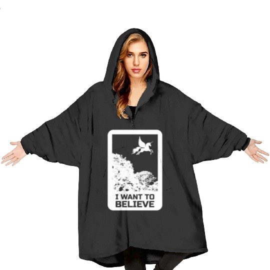 Unicorn "I Want To Believe" UAP Outfit Alien Ufo Blanket Hoodies