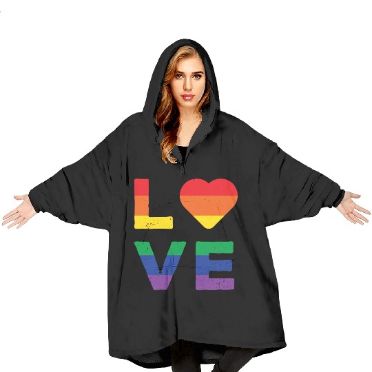 LGBT LOVE Rainbow Heart Gay Lesbian Equality Gift Blanket Hoodies