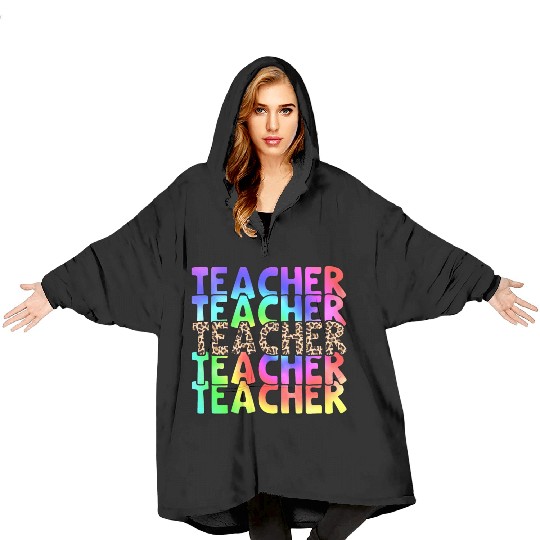 Teacher, colorful. Leopard Blanket Hoodies