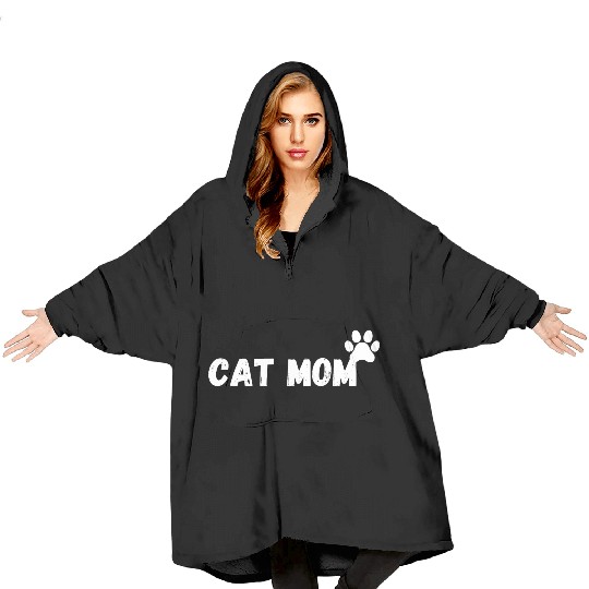 Cat Mom Funny design Classic Blanket Hoodies