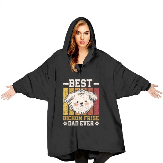 Best Bichon Frise Dad Ever Curly Hair Pup Puppy Blanket Hoodies