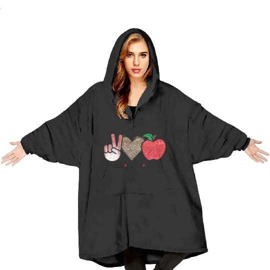 Peace Love Teach Back To School Teacher Gift Blanket Hoodies