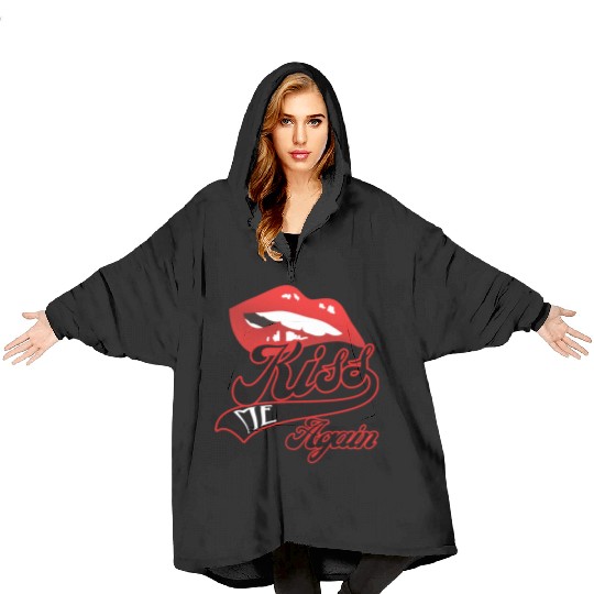 Kiss Me Again Sexy Lip Redline Swoosh Graphic. Blanket Hoodies