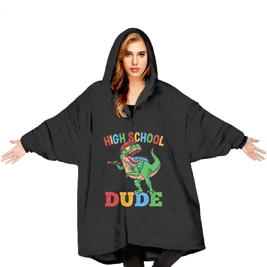 High School Dude T-Rex Dinosaur Boys Blanket Hoodies