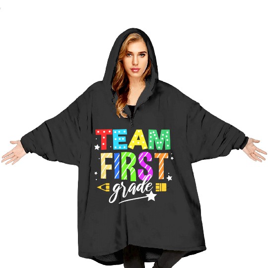 Team First Grade For Elementary Teacher Blanket Hoodies
