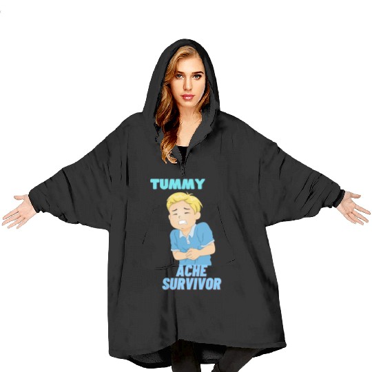 Tummy Ache Survivor Funny Back To School Blanket Hoodies