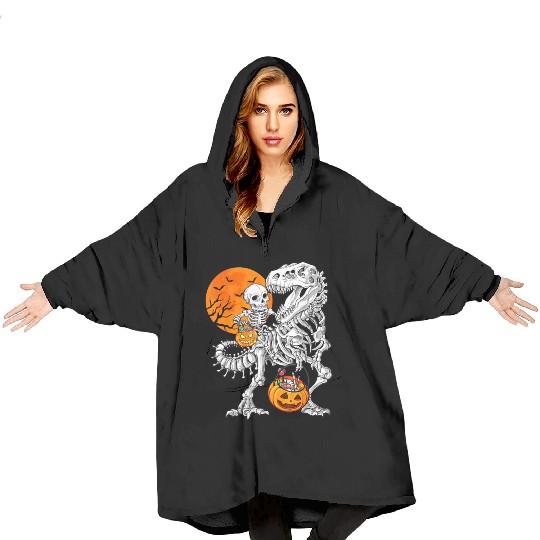 Skeleton Dinosaur T rex Boys Funny Halloween Mummy Blanket Hoodies