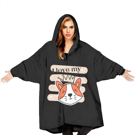 I Love My Dog Blanket Hoodies