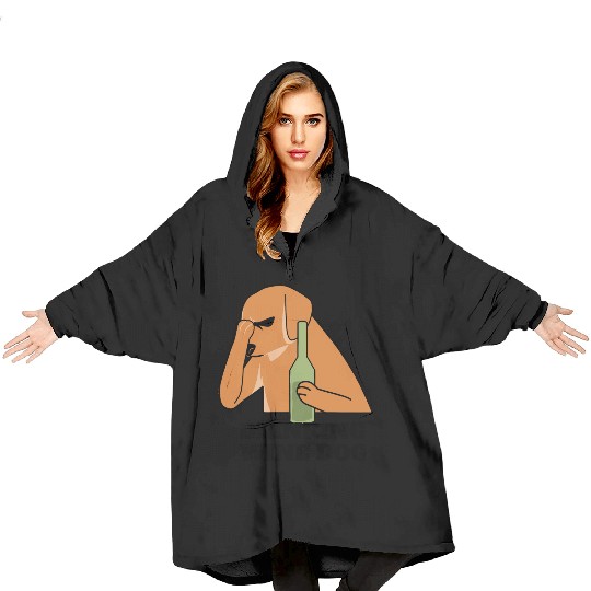 Funny Dogue De Bordeaux Drinking Wine Dog Blanket Hoodies