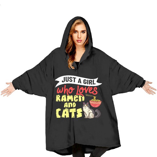 Ramen Cat Bowl Chicken Noodle Soup Japanese Blanket Hoodies