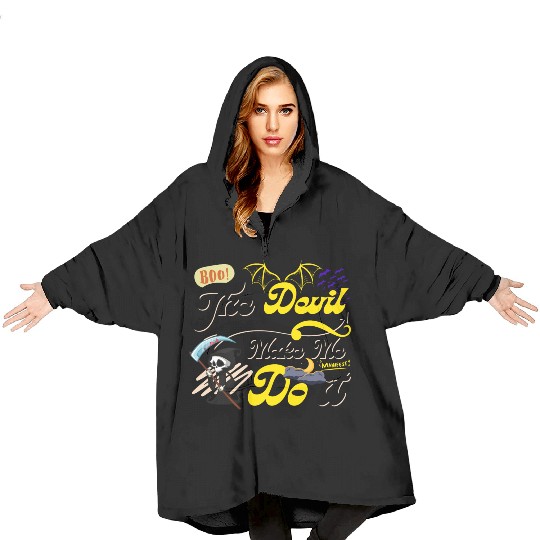 Devil Make Me Do it Death toon funny Halloween. Blanket Hoodies