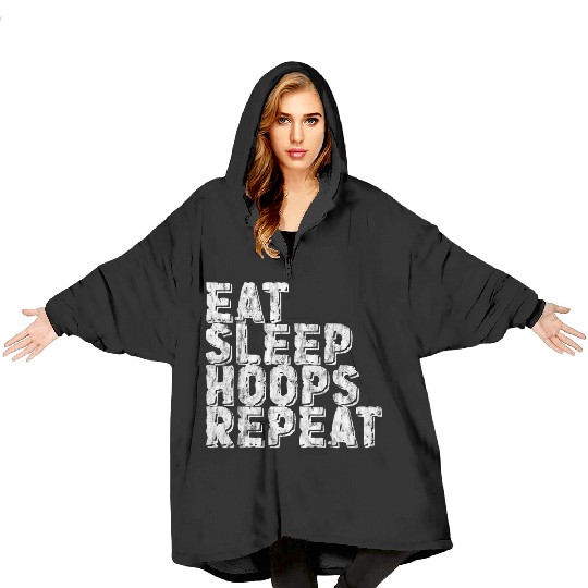 Eat Sleep Hoops Repeat 3 Blanket Hoodies