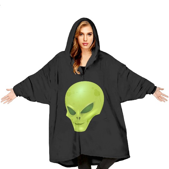 alien , green, skull Blanket Hoodies