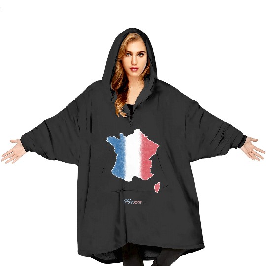 Stylized France Map Blanket Hoodies