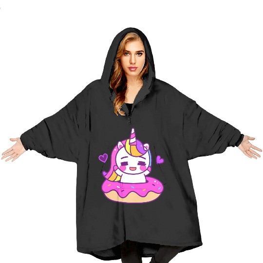 Unicorn Donut Design Blanket Hoodies