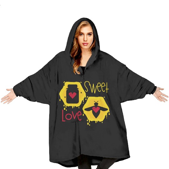 Sweet love yellow honey bee Blanket Hoodies