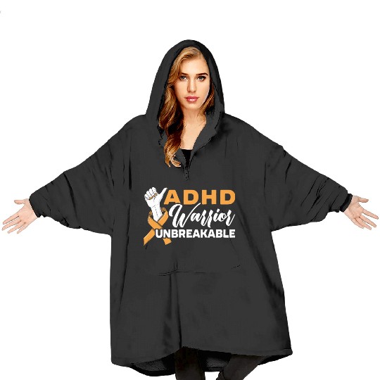 ADHD Warrior Unbreakable Embrace Neurodiversity Blanket Hoodies