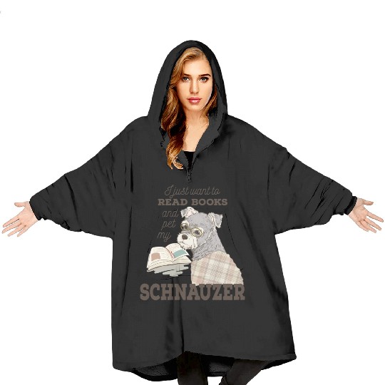 Schnauzer Cartoon Book Lover Gift Blanket Hoodies