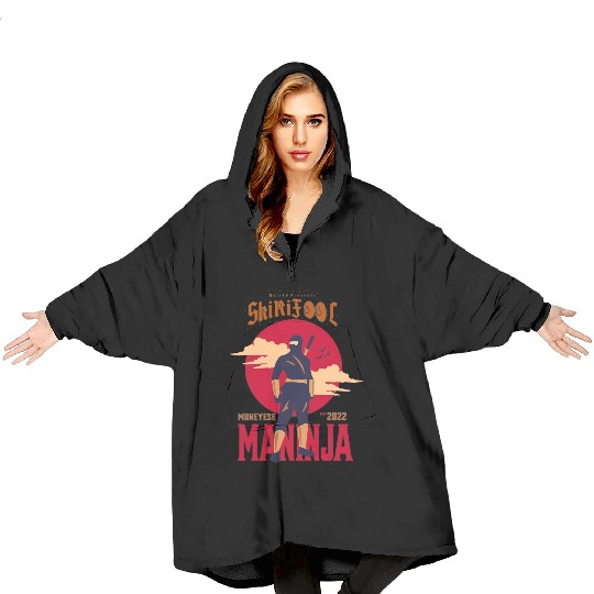 NInja Blue Red SkiriFooL Blanket Hoodies