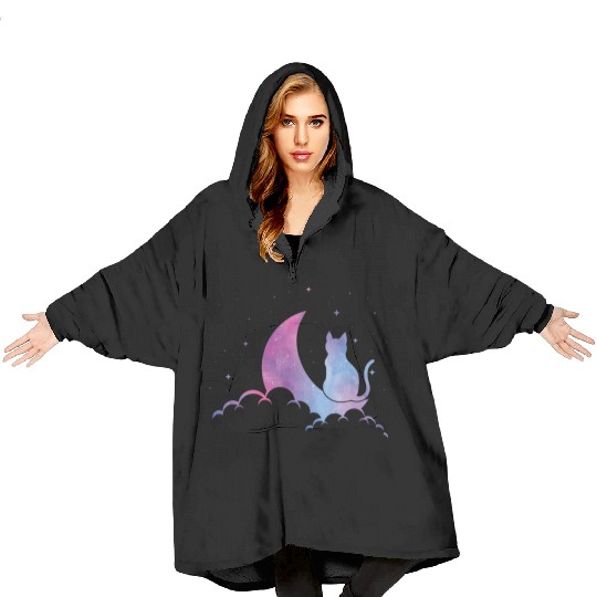 Celestial Cat Lover Pastel Goth Feline Blanket Hoodies