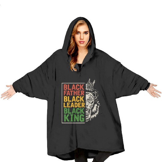 Black Dad Men Afro Lion African Daddy Blanket Hoodies