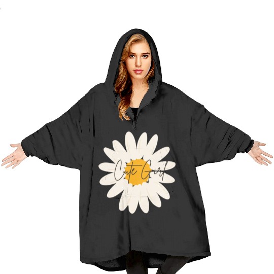 Cute Girl floral Blanket Hoodies
