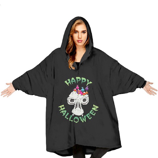 Candy Skull Happy Halloween Cartoon Blanket Hoodies