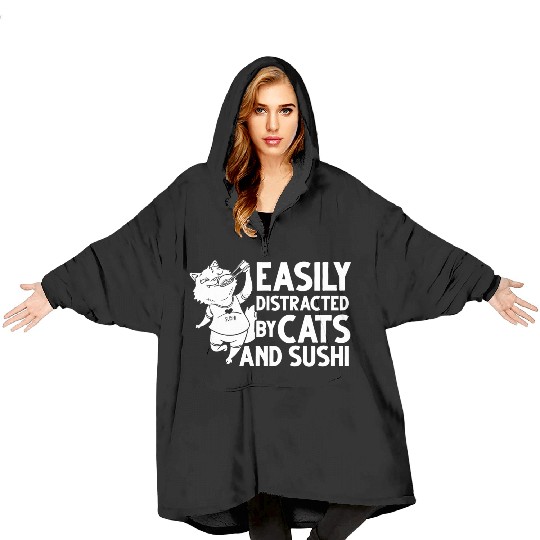Cat Sushi Japanese Rice Roll Nigiri Bowl Maker Blanket Hoodies