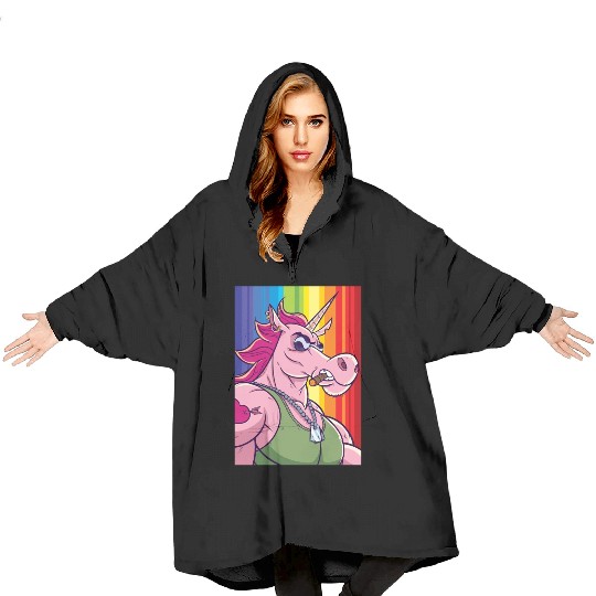 Unicorn Portrait Blanket Hoodies