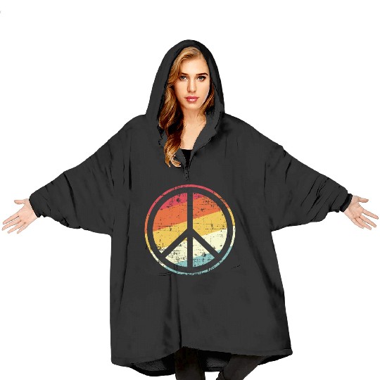 Retro Vintage Peace Sign Tolerance Blanket Hoodies
