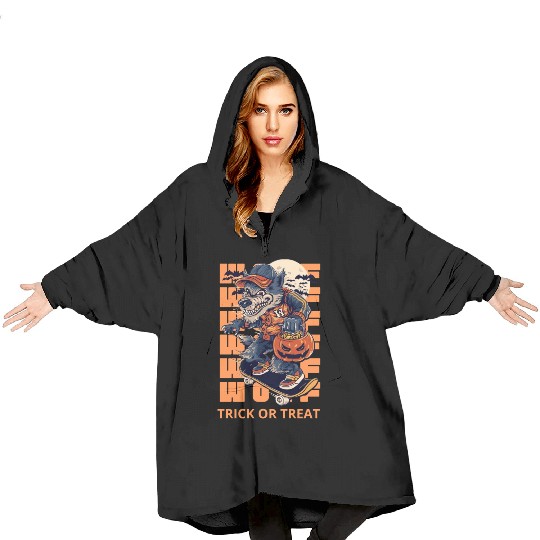 Trick Or Treat Werewolf Halloween Design Blanket Hoodies