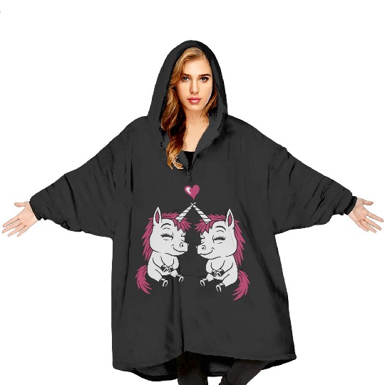 Best unicorn girlfriend love Blanket Hoodies
