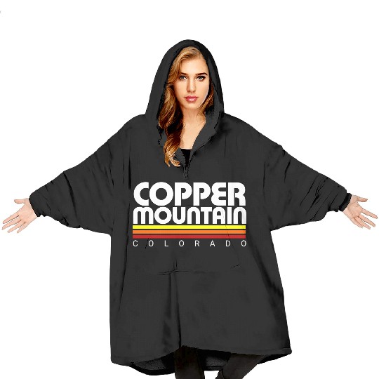 Retro Copper Mountain Colorado Blanket Hoodies
