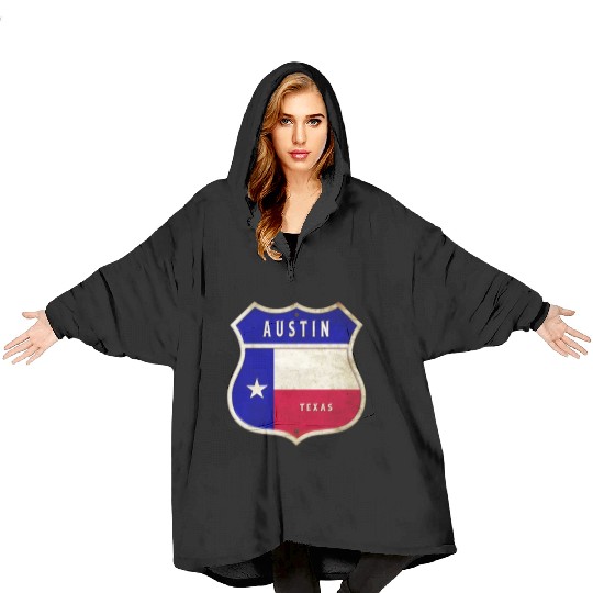 Austin Texas crest flags design Blanket Hoodies