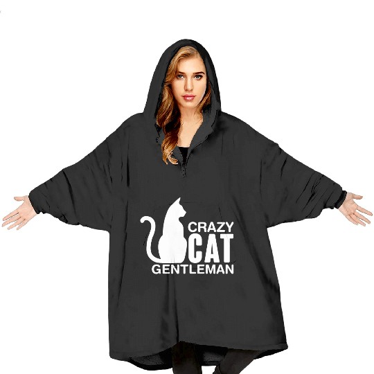 Crazy Cat Gentleman Blanket Hoodies
