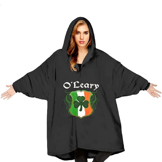 O'Leary Irish Surname Ireland Flag Shield Shamrock Blanket Hoodies